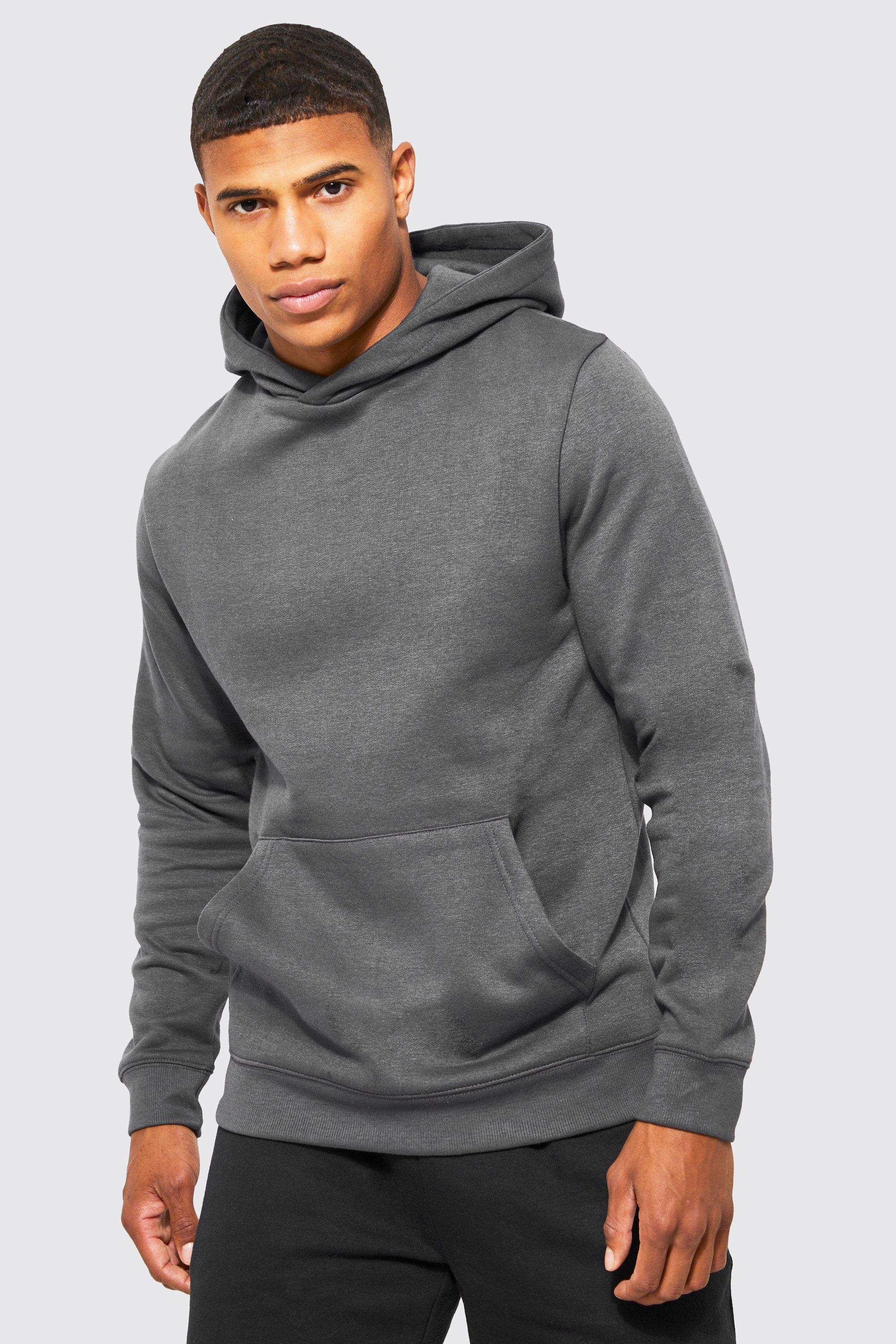 Mens Grey Lightweight Slim Fit Hoodie, Grey